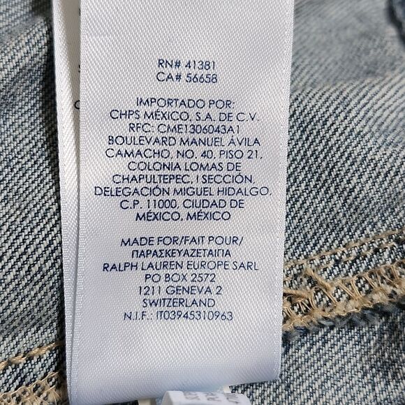 Chaps Light Wash Denim Jean Jacket, 5 Buttons, Raw Hem Collar, Sz Small - Picture 7 of 9